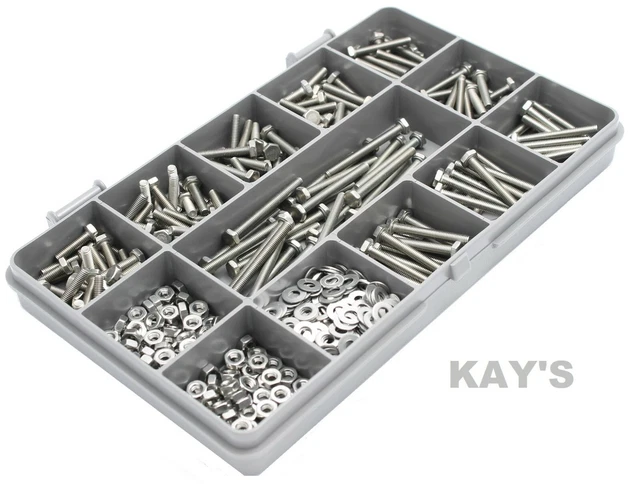 Spalding Fasteners Assorted A2 Stainless Steel M8 Flanged Hex Bolts With Nuts & Washers – Metric Hardware Kit