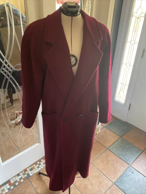Ashley Scott Women’s 100% Wool Long Double Breast Red Coat Jacket Medium