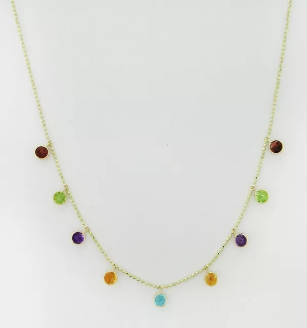 GENUINE MULTI-GEMSTONE COLLAR NECKLACE 14K YELLOW GOLD - New With Tag - 18"