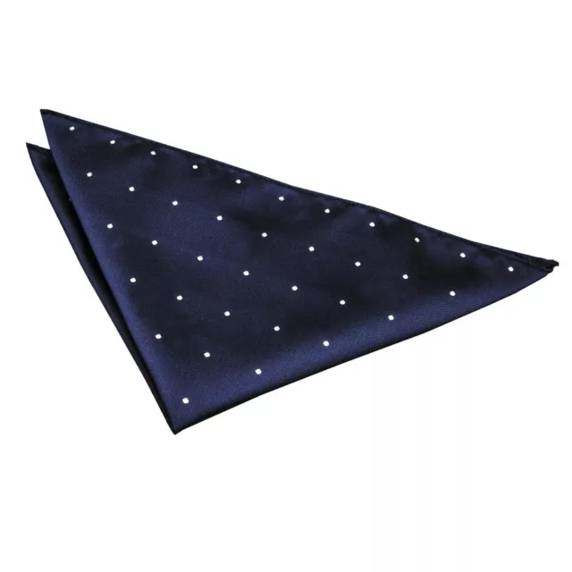 Navy Blue Pocket Square Handkerchief Hanky Woven Pin Dot Mens Accessory by DQT