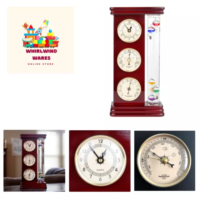 Lily's Home Analog Weather Station, with Galileo Thermometer, a Precision  Quartz Clock, and Analog Barometer and