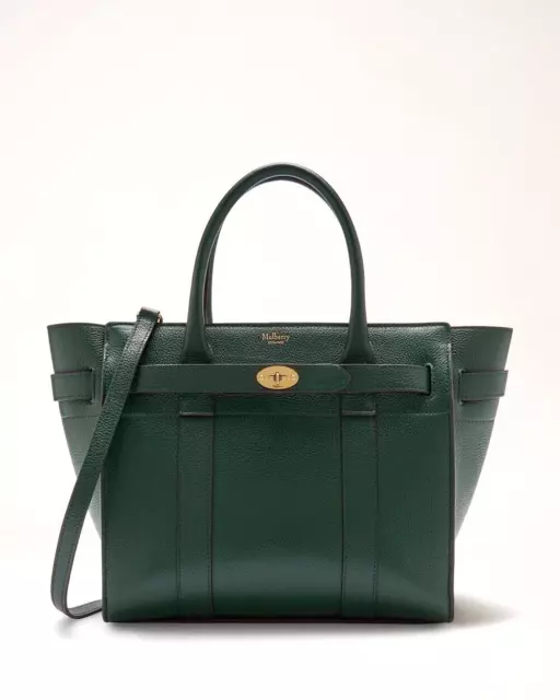 Mulberry 'BAYSWATER' Small Zippered Green Classic Grain Leather Bag $1650 - BNWT