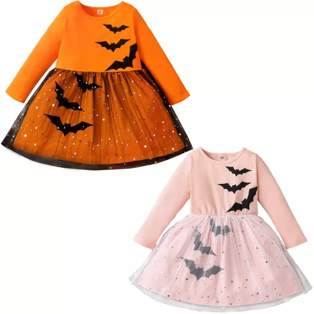 Baby Toddler Girls Halloween Pumpkin Costume Fairytale Princess Tutu Dress Up