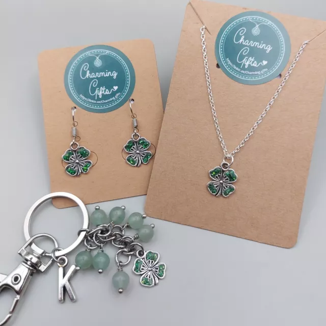 Lucky Four Leaf Clover Earrings, Necklace, Bracelet Irish Jewellery Gift Ideas