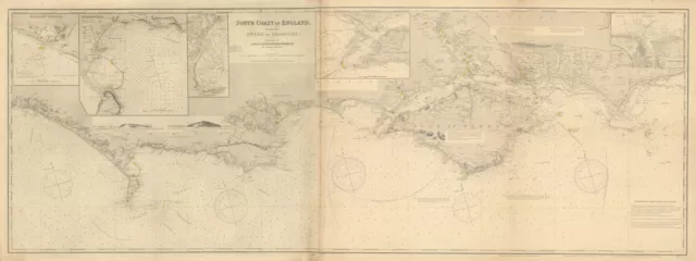 South Coast of England. 175x65cm. Imray Laurie Norie Wilson sea chart 1913 map