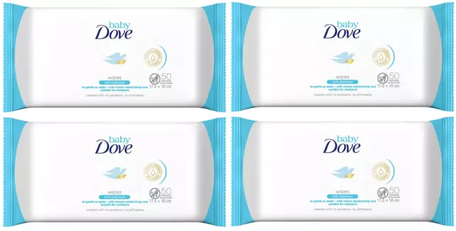 Dove Baby Wipes, Rich Moisture, Gentle As Water, 50 Wipes (4 Pack)