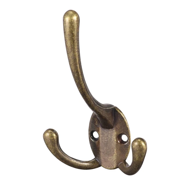 Triple Prong Robe Hook, Zinc Alloy Wall Mounted Coat Hooks Bronze Tone 8pcs