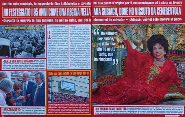 Italian Clipping Ritaglio 2022 GINA LOLLOBRIGIDA HO FESTEGGIATO 95 ANNI 4 PAGINE