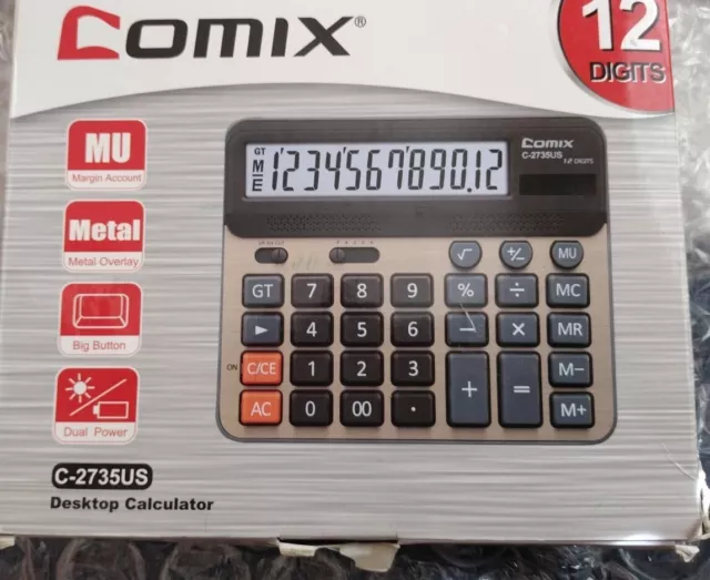 Calculadora de escritorio Comix, llaves grandes de computadora, pantalla de 12 dígitos, oro Champaign