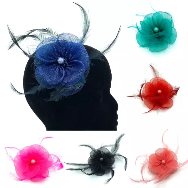 Ladies Feather Beak Clip Fascinator Hair Piece Weddings Royal Ascot Corsage