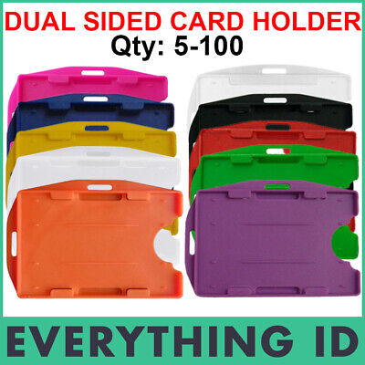 5-100 Rigid Dual Sided Id Badge Pass Holder Multiple Colours Both Orientations