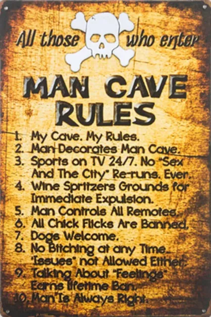 MAN CAVE RULES Vintage Metal Tin Signs Pub Bar Decor Art Wall Poster