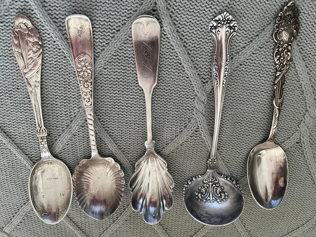 Lot of 5 Antique Silverplate Spoons  1847 Wm Rogers Bros A 1 C Mich Fodsels Dato