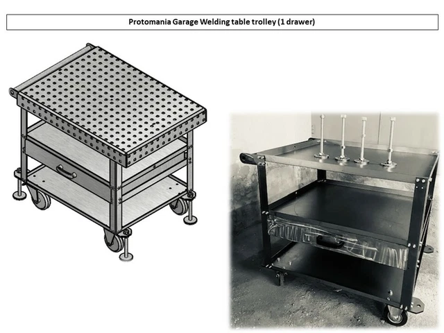 Welding Table Jig Trolley Wheels + Levelling Feet Replaceable Table 1 Drawer