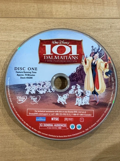 WALT DISNEY 101 Dalmatians DVD Disc One 2-Disc Platinum Edition NTSC G ...