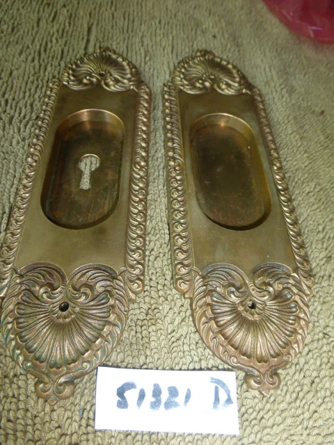 Vintage Antique Ornate Cast Brass Pocket Door Pulls 51321 D