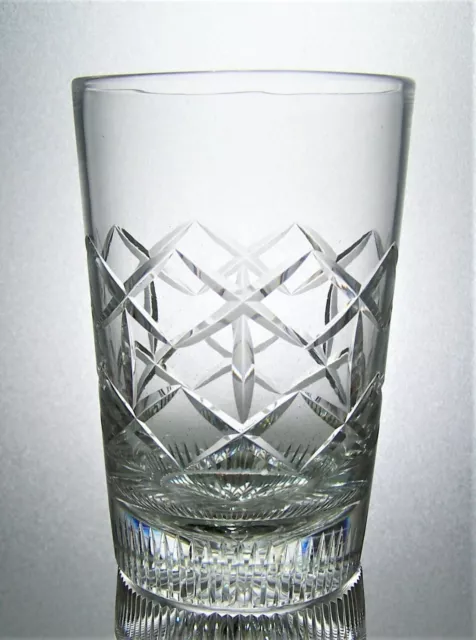 Mid Century Single Signed THOMAS WEBB Lead Crystal Cut Glass Tumbler - 11 cm
