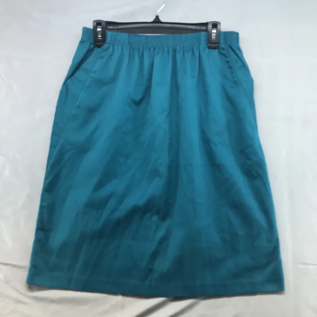 Vintage French Navy Stretch Pull On Teal Skirt Size M Women