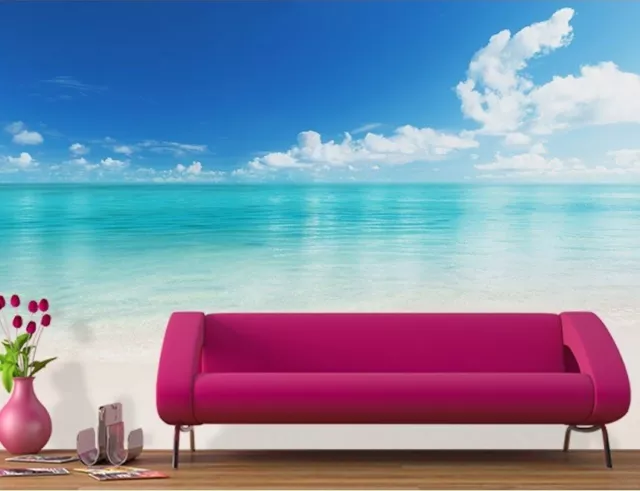 366x254cm Riesige Papiertapete Strand Blau Ozean Schlafzimmer Wandbild