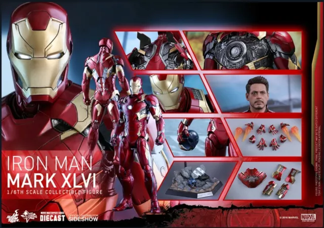1/6 Hot Toys MMS353-D16 Civil War Iron Man Mark 46 XLVI Diecast ~ Sealed Shipper