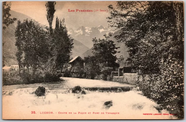 Les Pyrenees Luchon Chute De La Pique Et Port De Venasque France Postcard