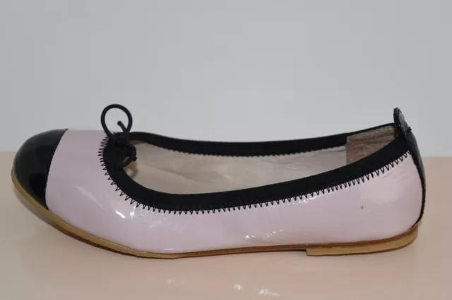 NEW Bloch Girls Kids Luxury Flats PALE PINK Patent Leather Black Bow 30 US 11.5 3