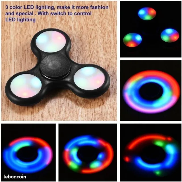 Hand spinner à LED qui émet des jolies couleurs lumineuses dans le noir NEUF
