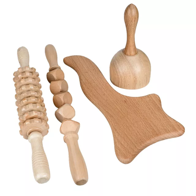 4Pcs Maderoterapia Kit Wood Therapy Lymphatic Drainage Massage Tool Body shap cv