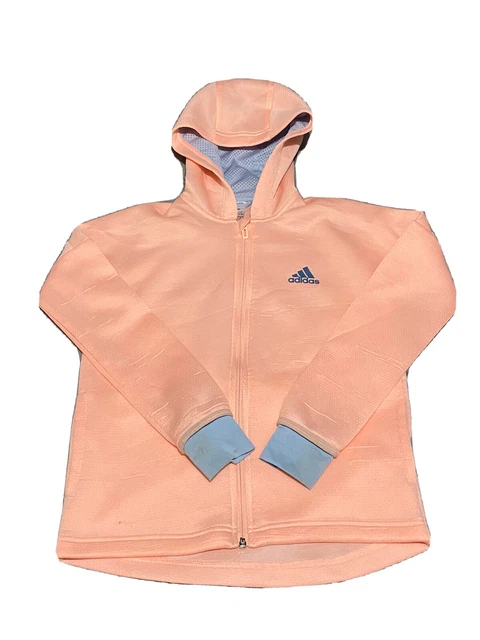 ADIDAS Girls Pink Sports/Active/Casual Full Zip Hoodie Size 9-10 Years