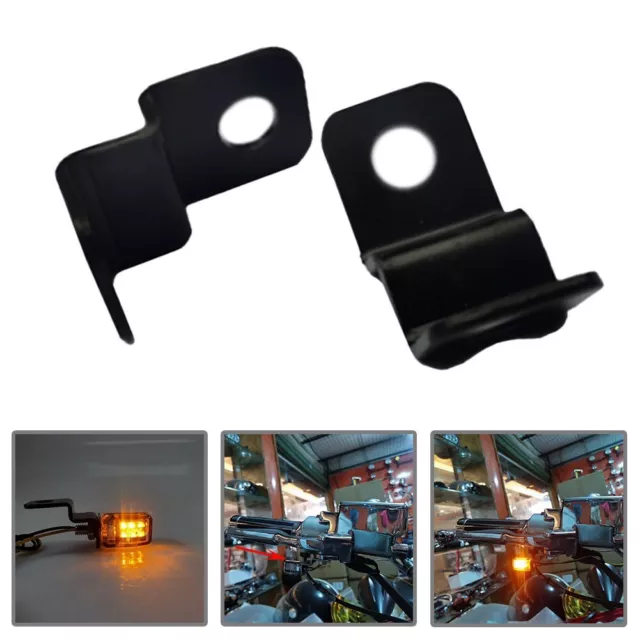 2 Stk LED Motorrad Fahrrad Blinker Indikator Licht Halterung Schwarz