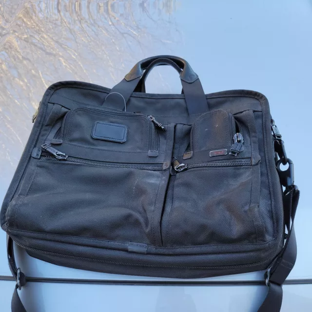 TUMI ALPHA Black Ballistic Nylon Expandable Briefcase 26141DH -16" LAPTOP Bag