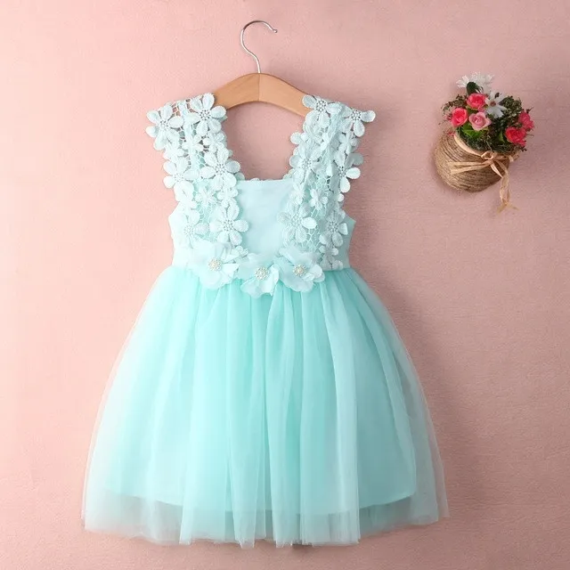 Baby Kids Clothes Party Birthday Flower Bow Mint Green Tulle Lace Girls Dress UK