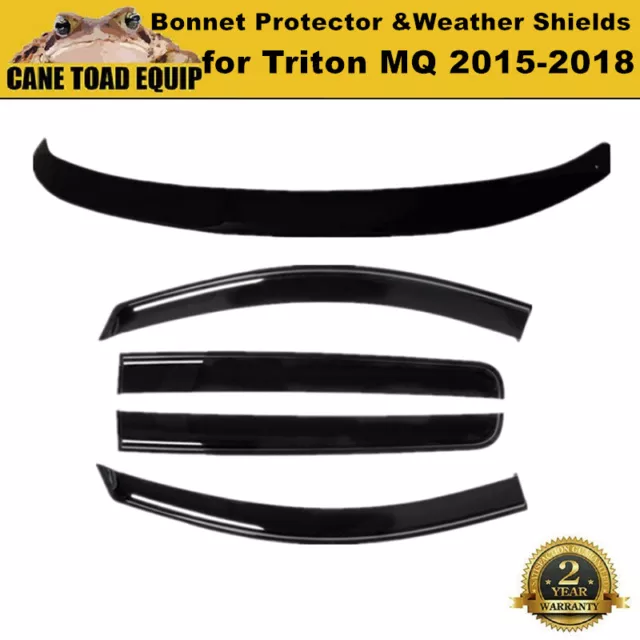 Bonnet Protector & Weathershields Visors For Mitsubishi Triton MQ 2015-2018 Comb