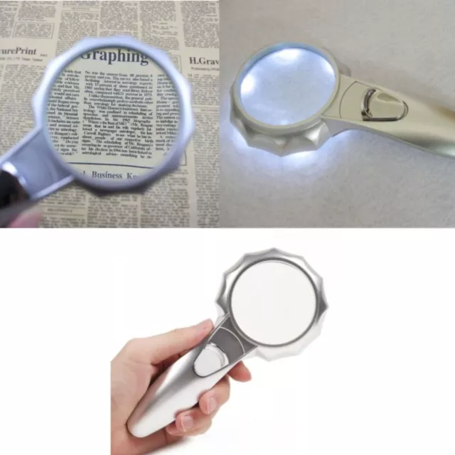 7X Magnifying Glass 6 LED Light Map Magnifier Portable Loupe Glasses  Reading