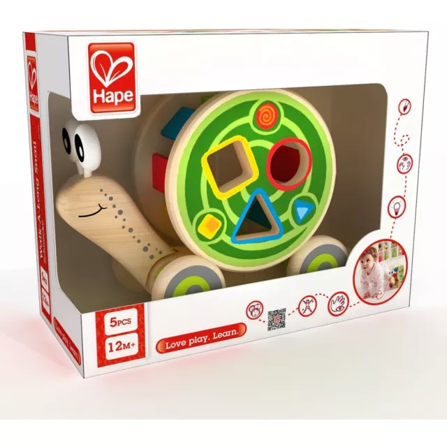 Hape Nachziehspielzeug Schnecke Ziehspielzeug aus Holz Schneckenhaus Spielzeug 3