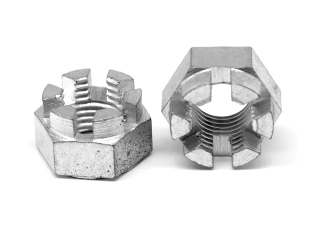 5/16-24 Fine Grade 5 Hex Castle Nut Medium Carbon Steel Zinc Plated