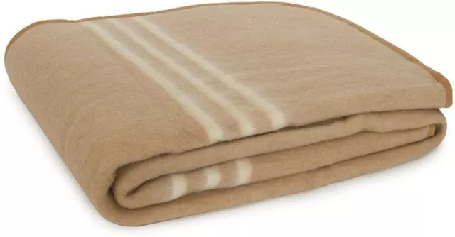 Coperta classica Bolzano 400 gr/mq in Misto Lana per casa, Hotel, caserma beige 2