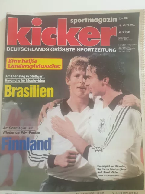 Kicker Sportmagazin Ausgabe 18.5.1981 Nr. 40/21. Woche Mai Bundesliga
