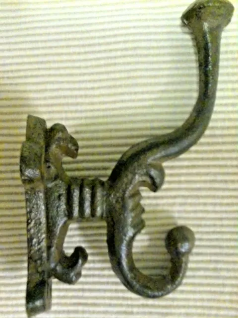 4 Cast Iron HEAVY DUTY Style Coat Hooks Hat Rack Hall Tree Restoration