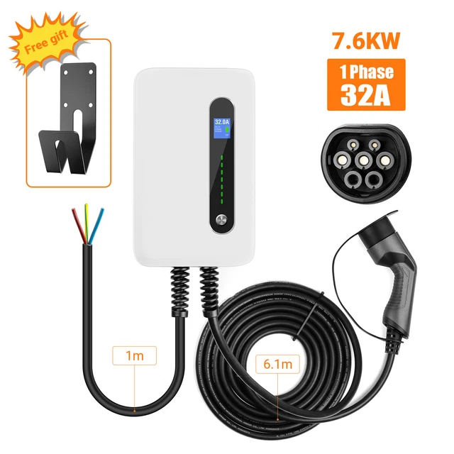 TYPE2 EV CHARGER 7KW Charging Station 32A Electric Car 1 Phase IEC Male ...