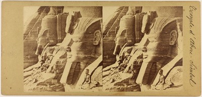 ABU Egitto Grand Tempio Di Abu Simble c1860 Foto Stereo Vintage Albumina 