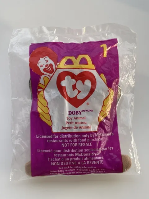 TY McDonald's Teenie Beanie Babies 1998 Collection Doby the Dog Doberman #1 NIB