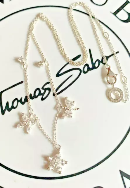 Thomas Sabo Layering Kette weiße Steine Libelle Blume Schmetterling UNGETR