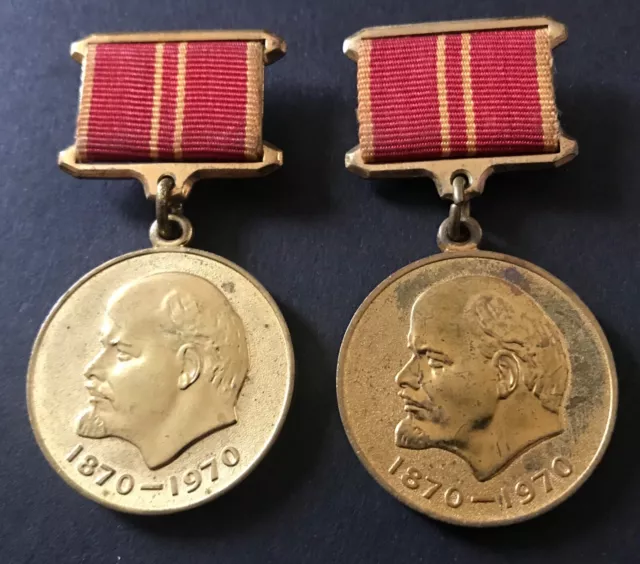 SOVIET 100 YRS LENIN BOTH TYPES ! LABOR / MILITARY Valor ! RARE MEDALS !