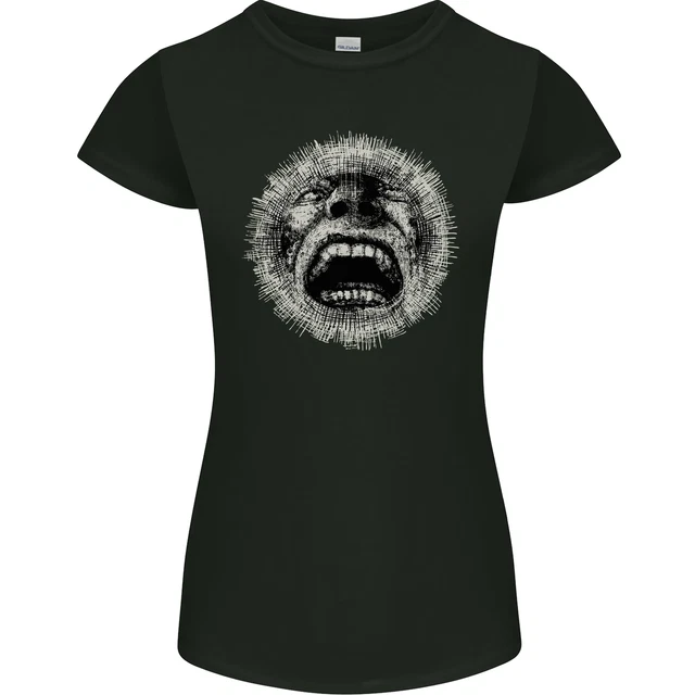Crazy Face Gothic Skull Biker Motorcycle Womens Petite Cut T-Shirt