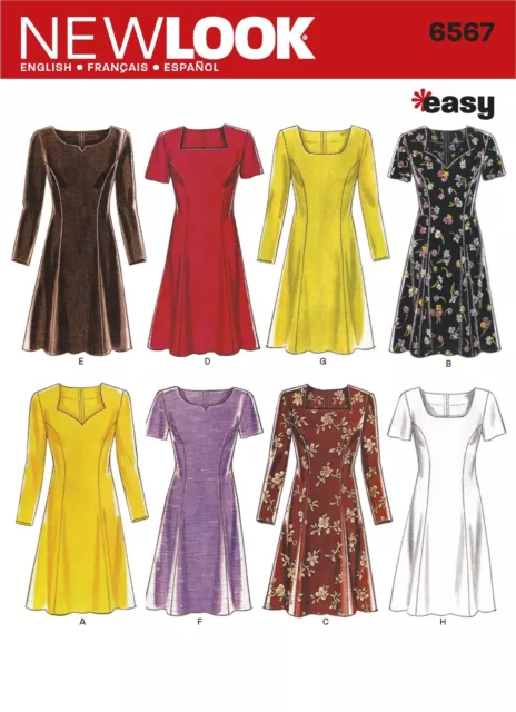 New Look Sewing Pattern 6567 Misses 6-16 Easy Princess Seam Dresses In 8 Styles