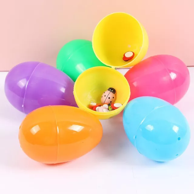 12PCS Colourful Easter Egg Kid Printed Pastel Plastic Assorted Eggs Hunt Party C