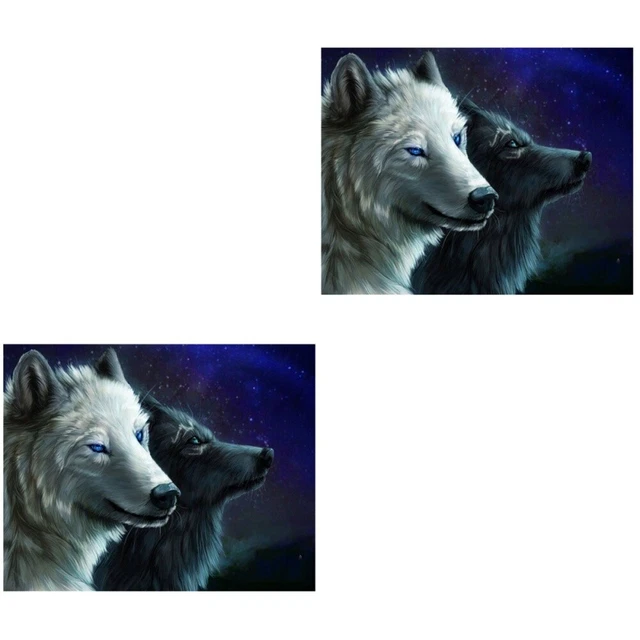 2 stücke DIY Perlen Malerei Wolf Muster Strass Kreuzstich Kit Home Wanddekor