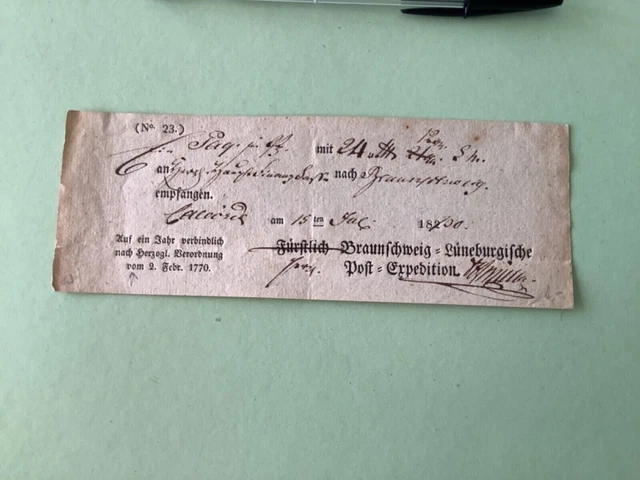 Germany Braunschweig 1830 postal note Ref A1572