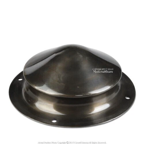 Hand Forged 6.5" Diameter Shield Boss Umbo 18G Steel Combat Grade Grey Plating